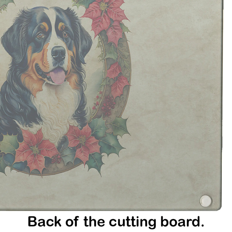 Bernese Mountain Dog Christmas Flowers Glass Cutting Board Caroline's Treasures