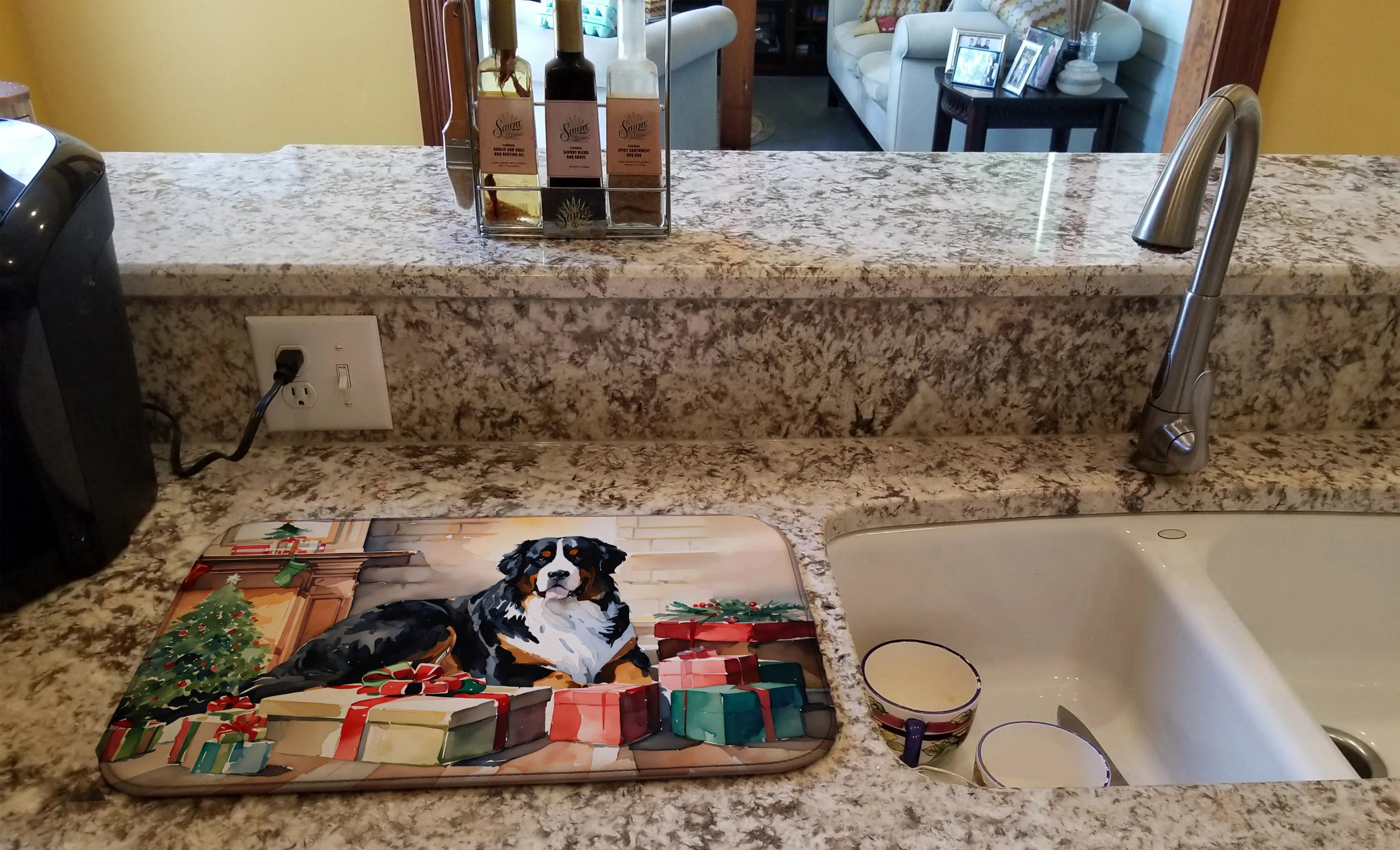 Bernese Mountain Dog Cozy Christmas Dish Drying Mat Caroline's Treasures