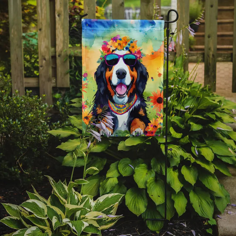 Bernese Mountain Dog Hippie Dawg Garden Flag Caroline's Treasures