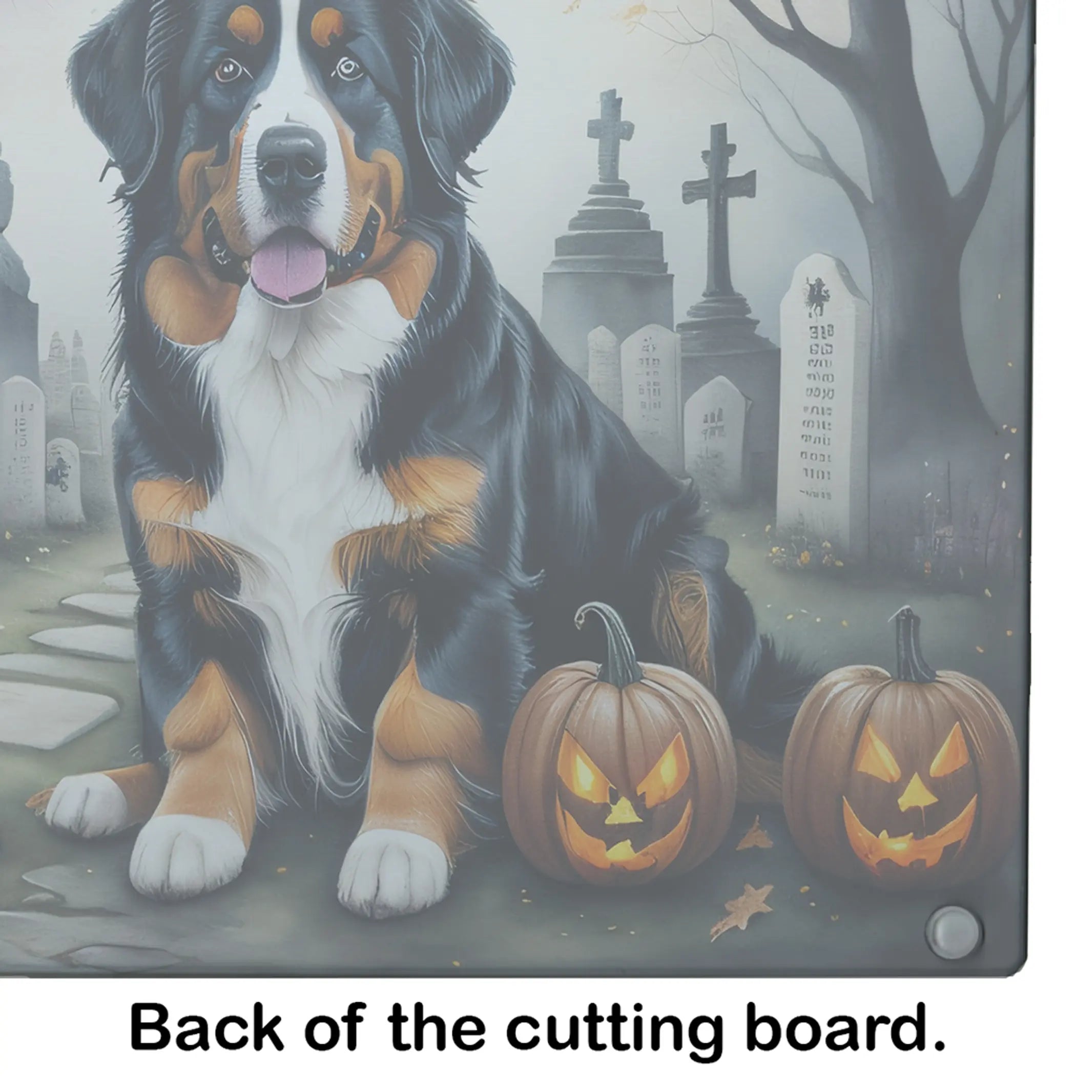 Bernese Mountain Dog Spooky Halloween Glass Cutting Board Caroline's Treasures