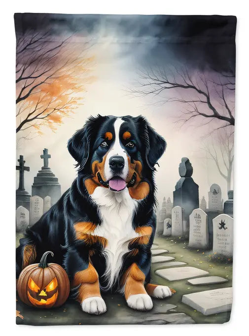 Bernese Mountain Dog Spooky Halloween House Flag Caroline's Treasures