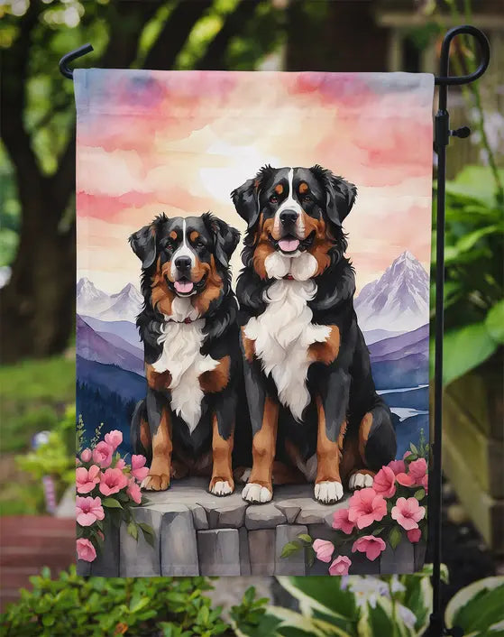 Bernese Mountain Dog Two Hearts Garden Flag Caroline's Treasures