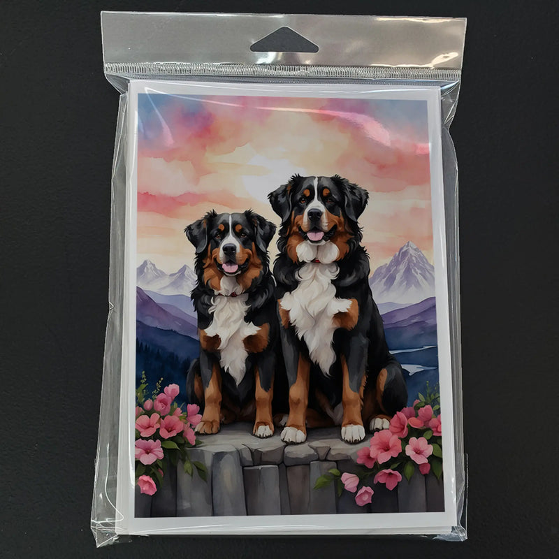 Bernese Mountain Dog Two Hearts Greeting Cards Pack of 8 Caroline's Treasures