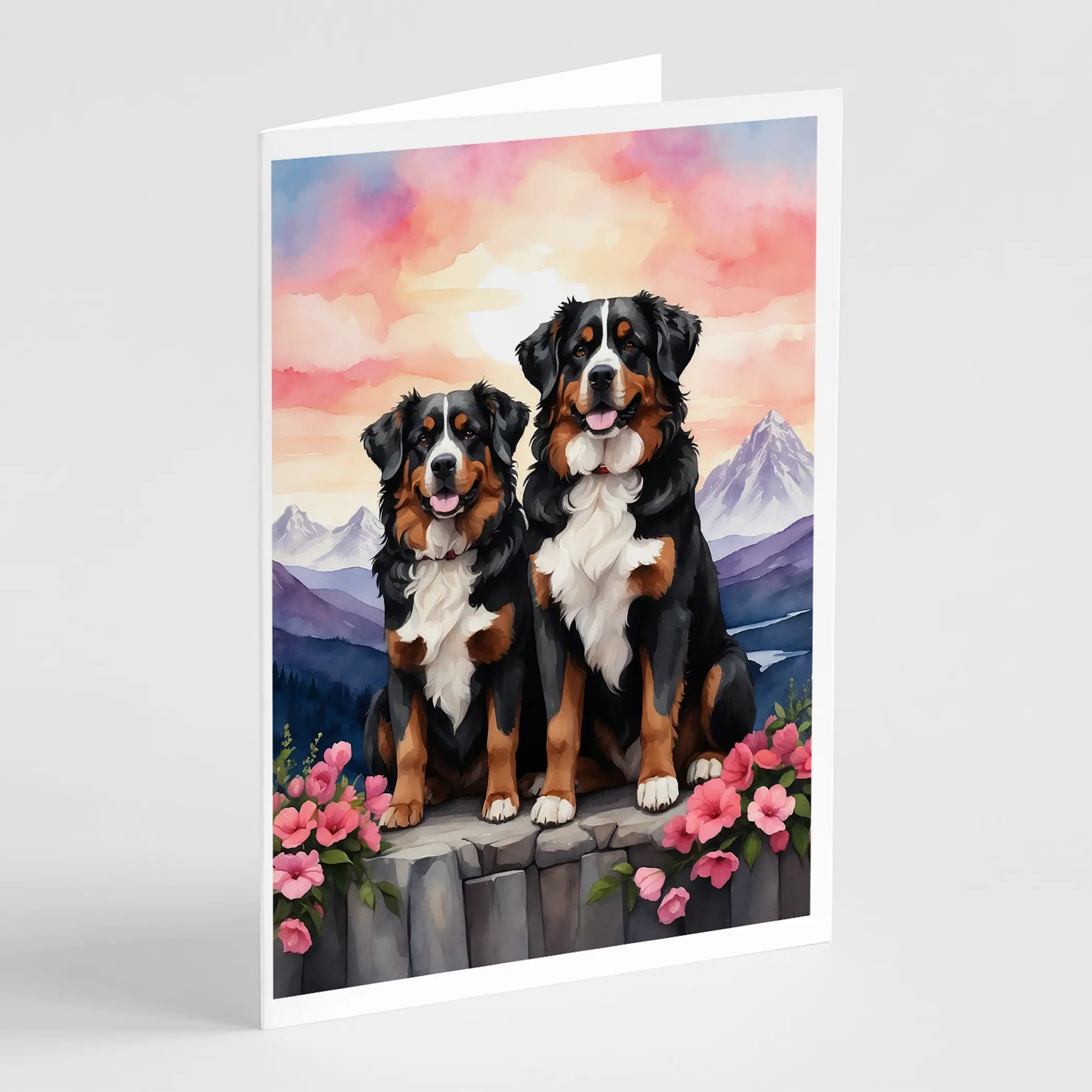 Bernese Mountain Dog Two Hearts Greeting Cards Pack of 8 Caroline's Treasures