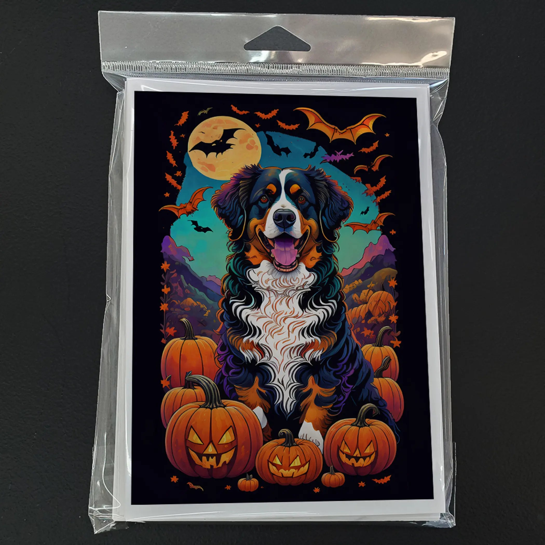 Bernese Mountain Dog Witchy Halloween Greeting Cards Pack of 8 Caroline's Treasures