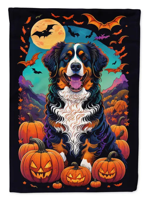 Bernese Mountain Dog Witchy Halloween House Flag Caroline's Treasures