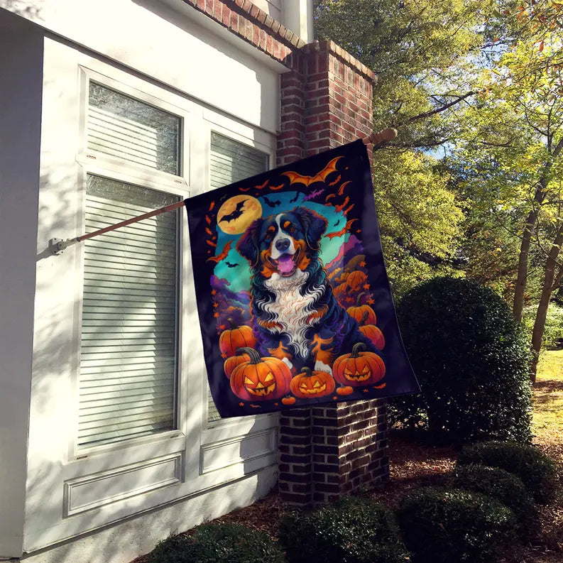 Bernese Mountain Dog Witchy Halloween House Flag Caroline's Treasures