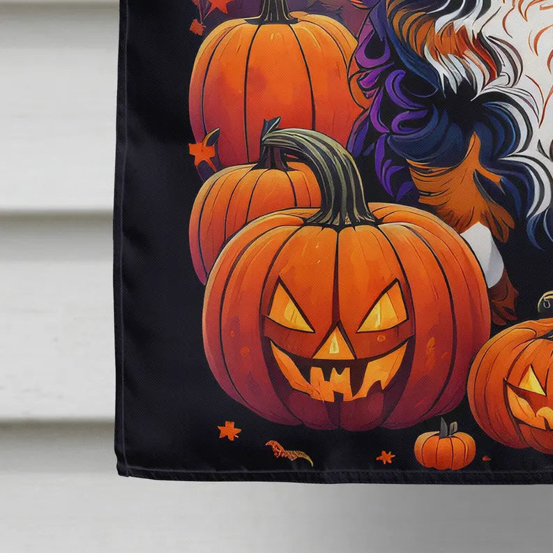 Bernese Mountain Dog Witchy Halloween House Flag Caroline's Treasures