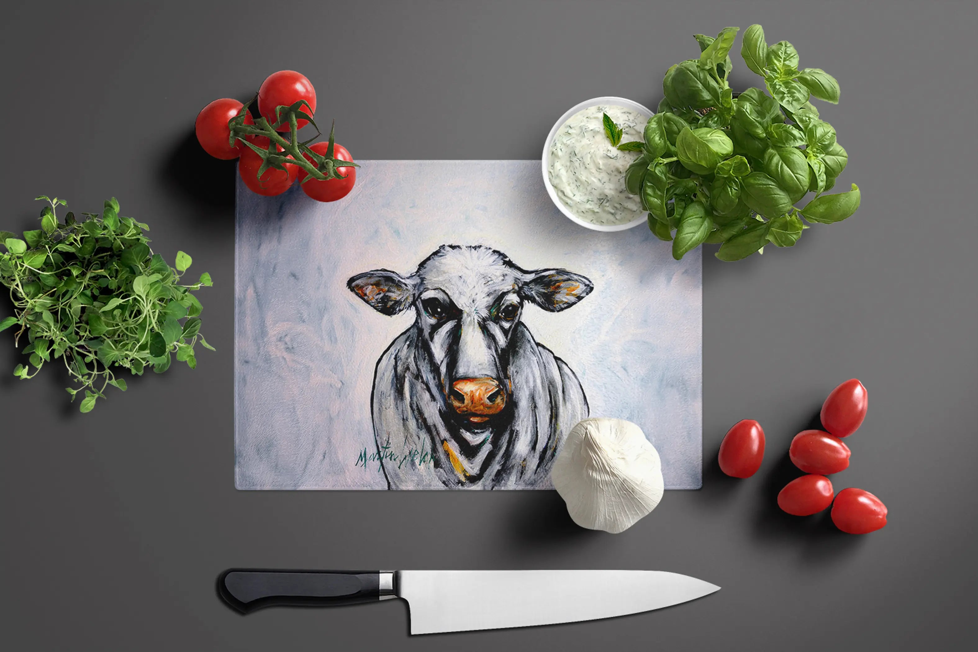 Bessie the Cow Glass Cutting Board Caroline's Treasures