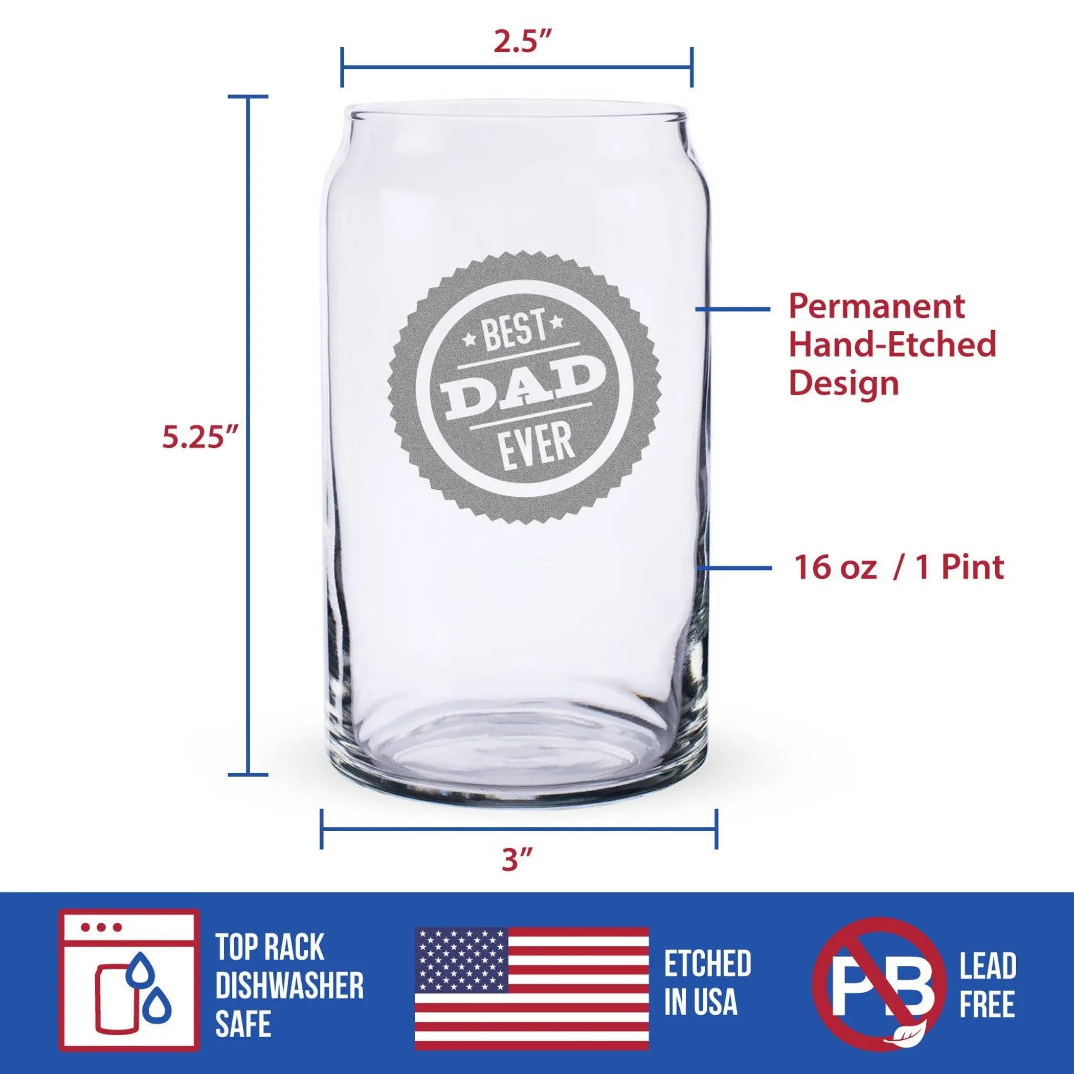 Best Dad Ever Beer Can Pint Glass - Father's Day Gifts Bevvee