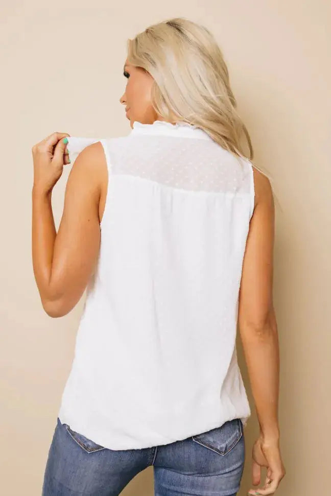 Betsy Ruffle Polka Dot Tank Stay Warm in Style