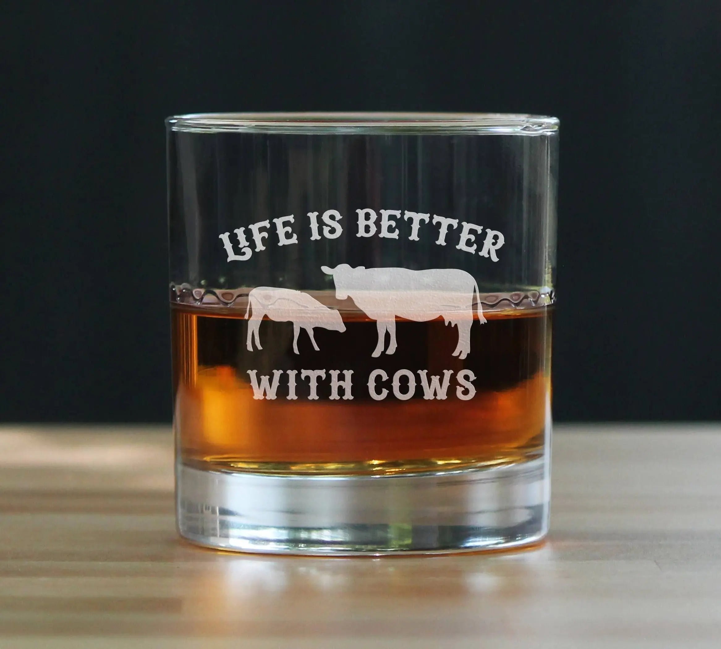 Better with Cows Whiskey Rocks Glass - Cow Gifts and Decor Bevvee