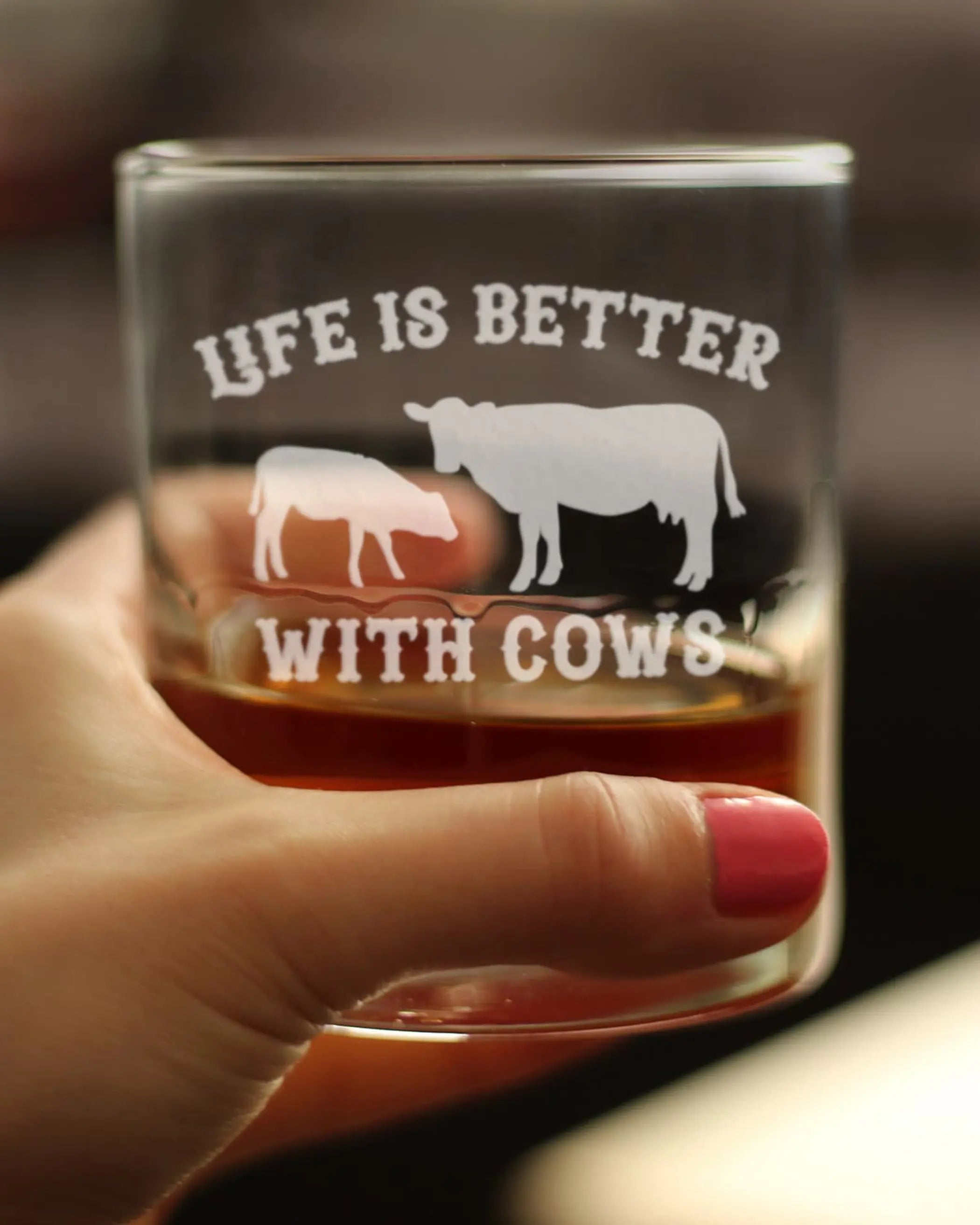 Better with Cows Whiskey Rocks Glass - Cow Gifts and Decor Bevvee