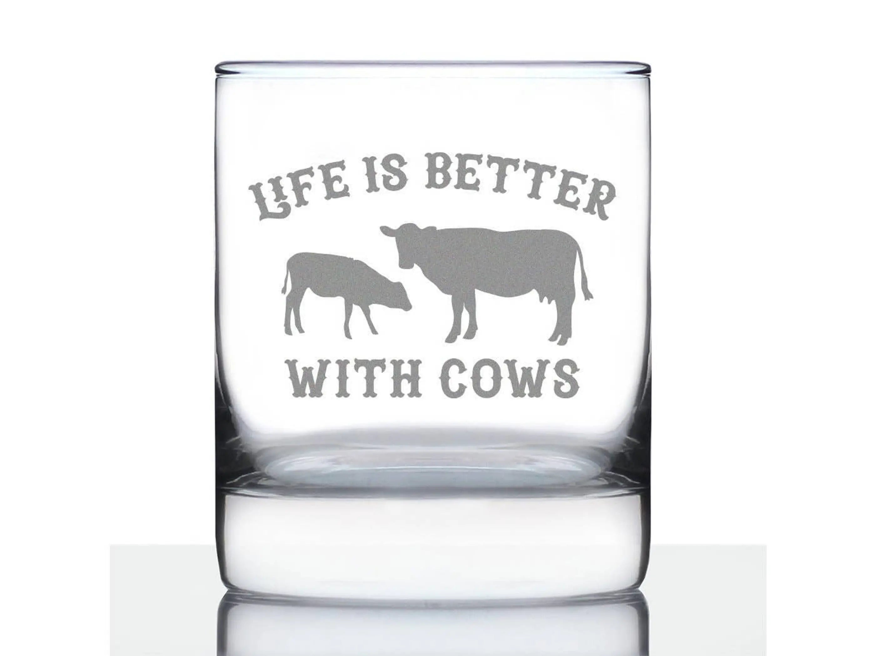 Better with Cows Whiskey Rocks Glass - Cow Gifts and Decor Bevvee