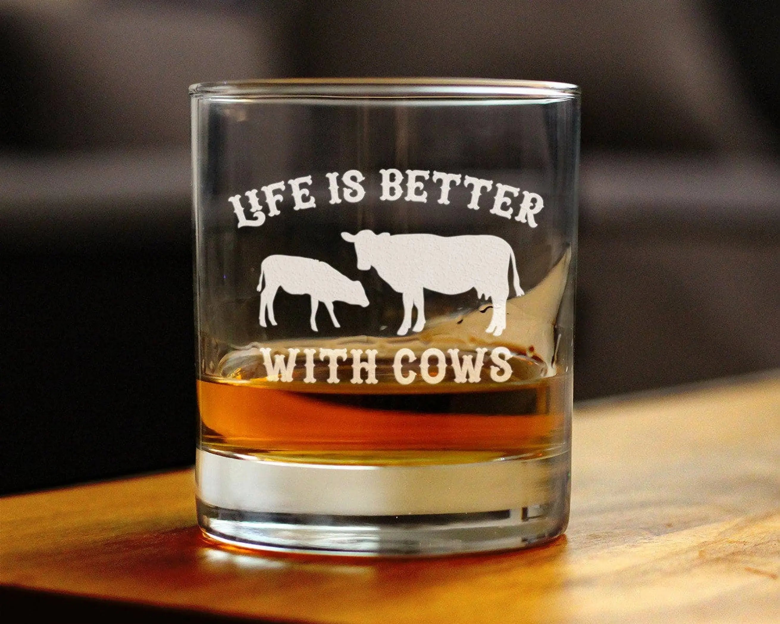 Better with Cows Whiskey Rocks Glass - Cow Gifts and Decor Bevvee