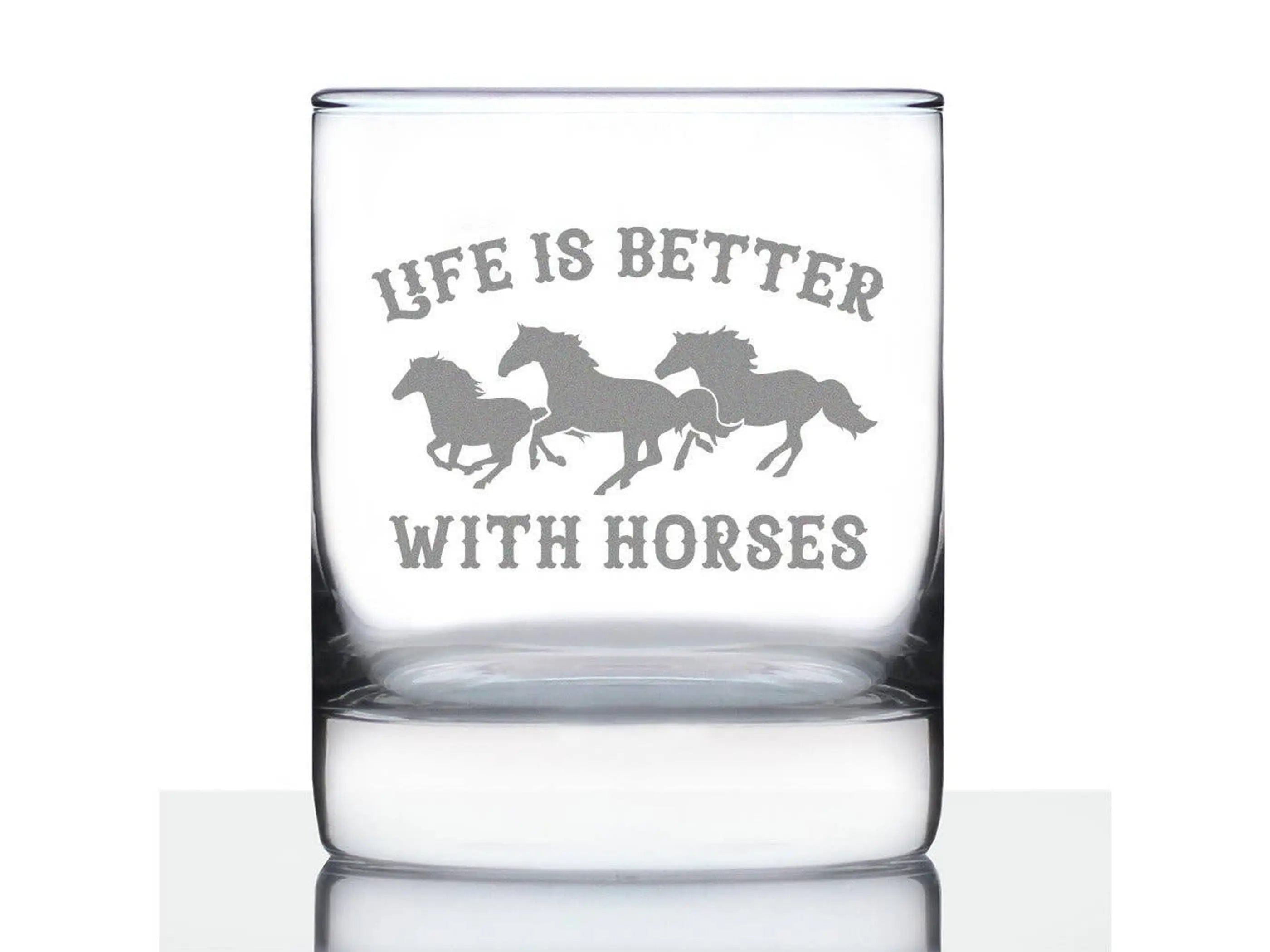 Better with Horses Whiskey Rocks Glass - Equestrian Gifts Bevvee