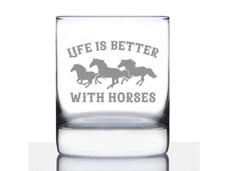 Better with Horses Whiskey Rocks Glass - Equestrian Gifts Bevvee