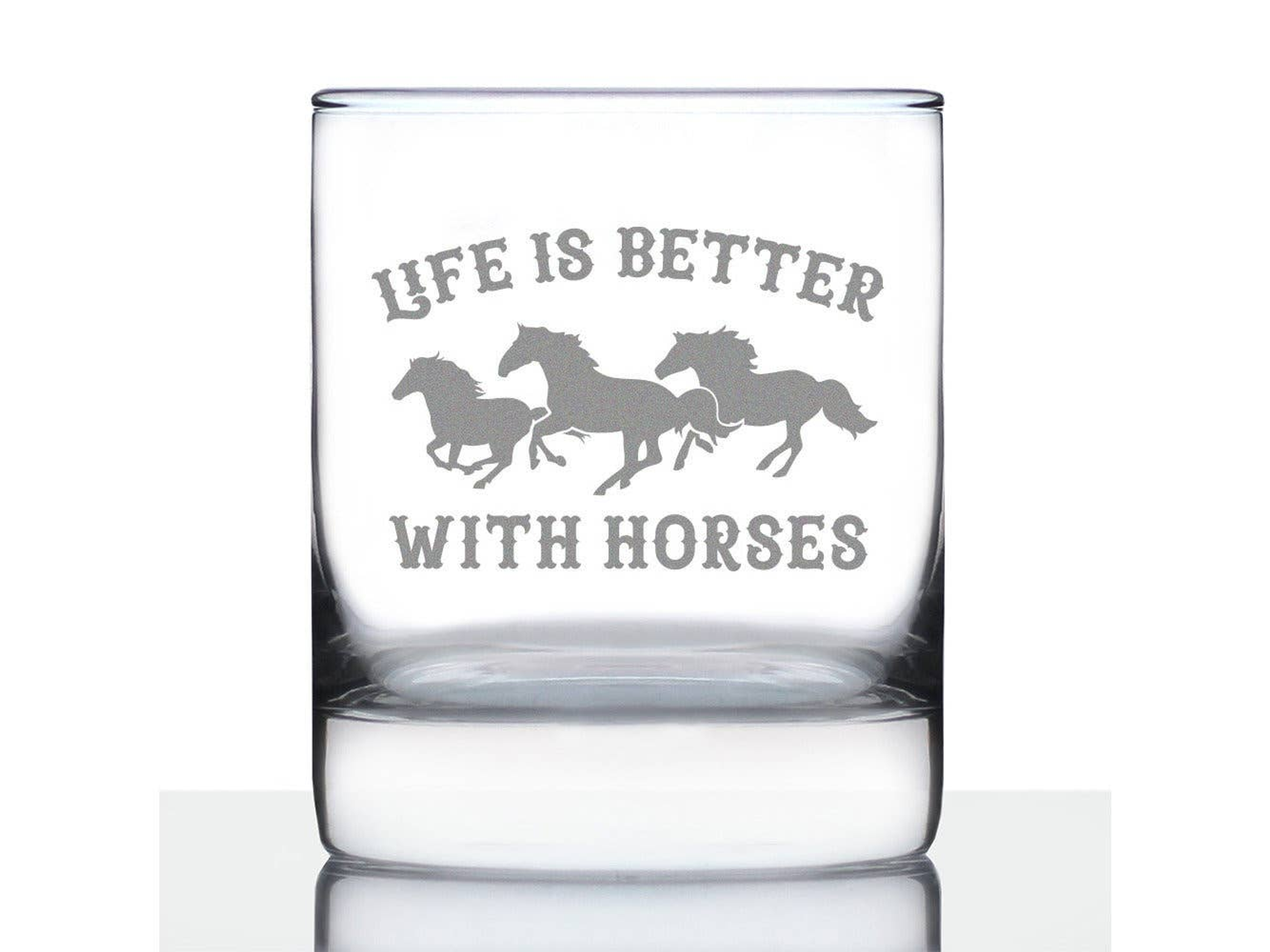 Better with Horses Whiskey Rocks Glass - Equestrian Gifts Bevvee