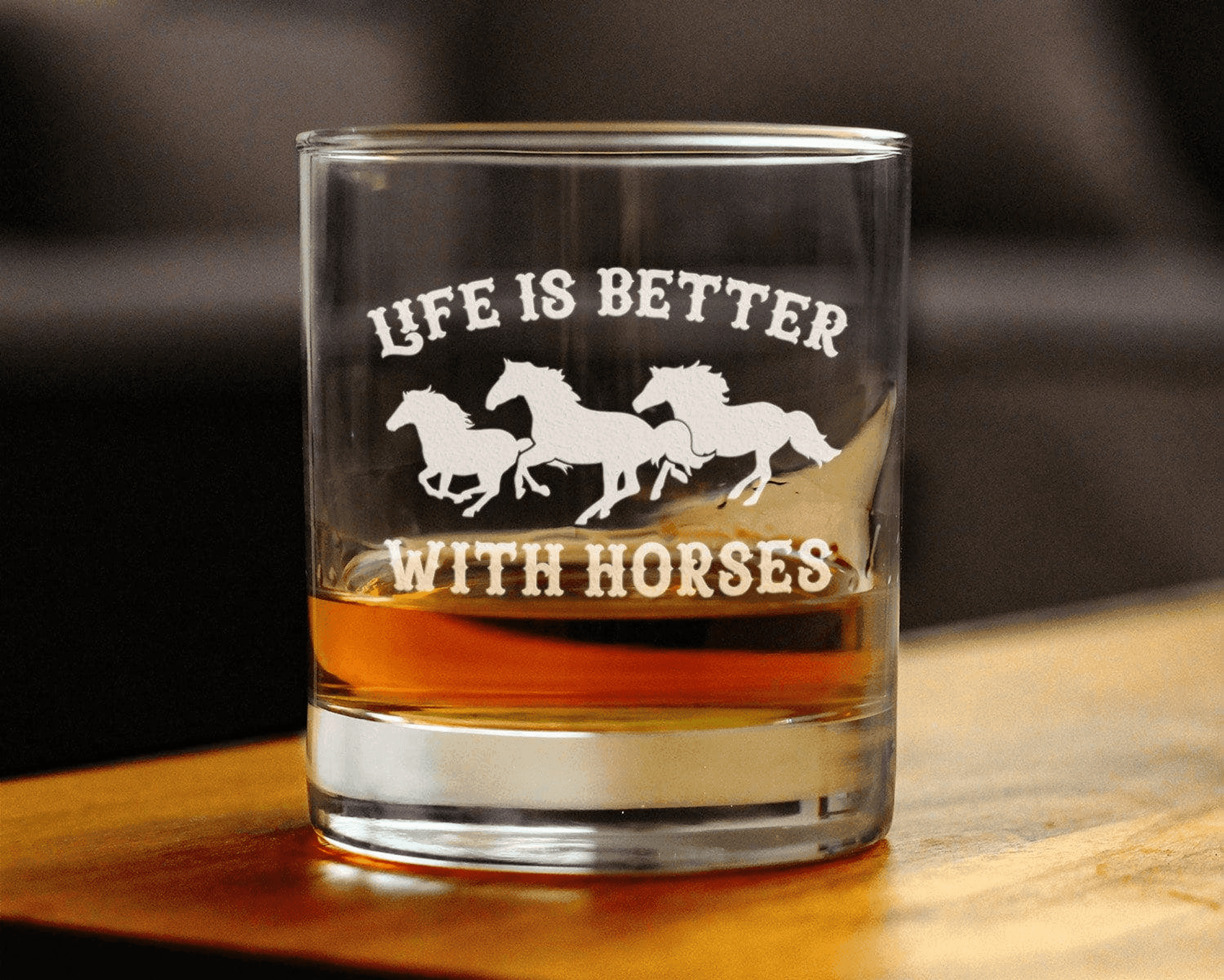 Better with Horses Whiskey Rocks Glass - Equestrian Gifts Bevvee