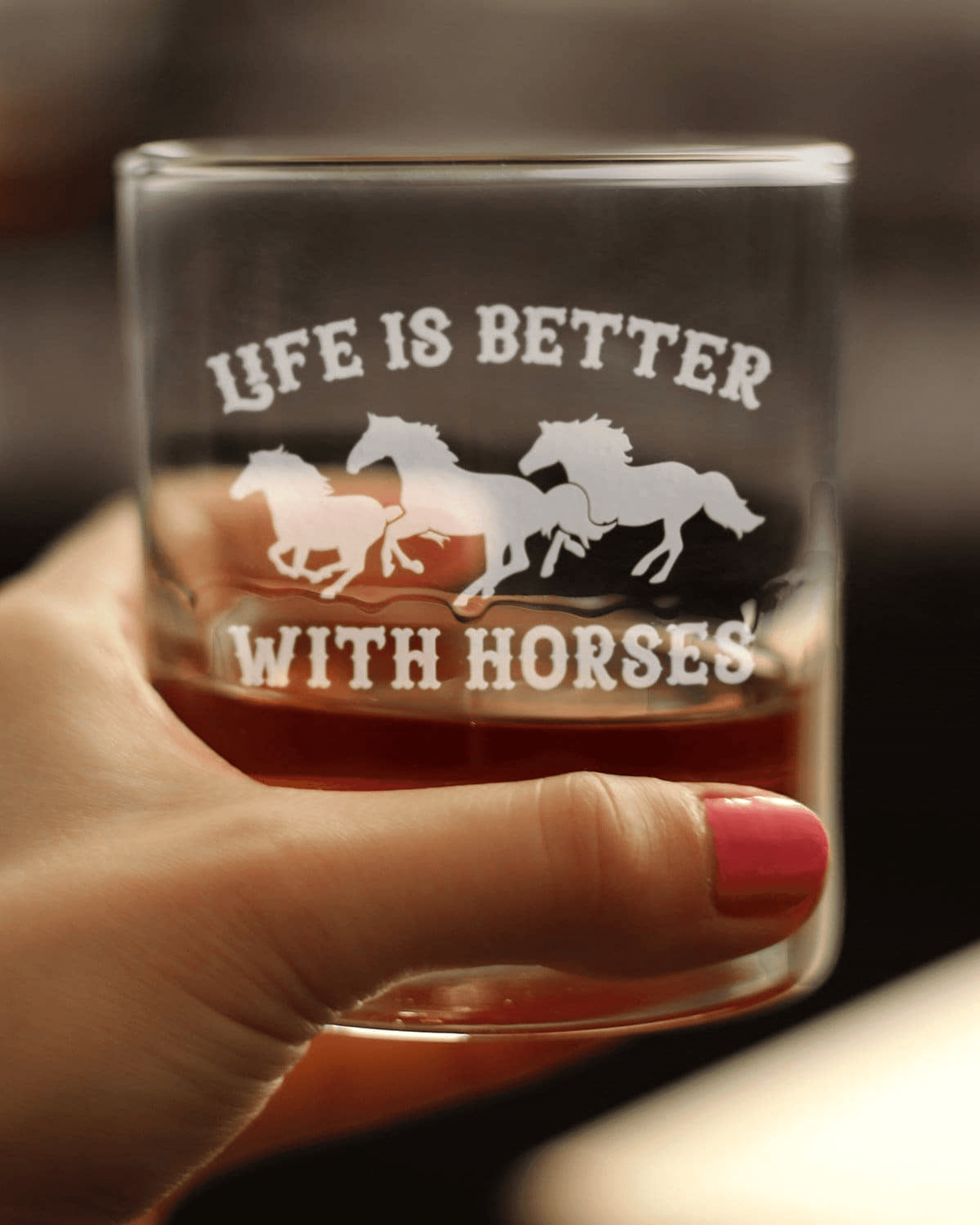 Better with Horses Whiskey Rocks Glass - Equestrian Gifts Bevvee