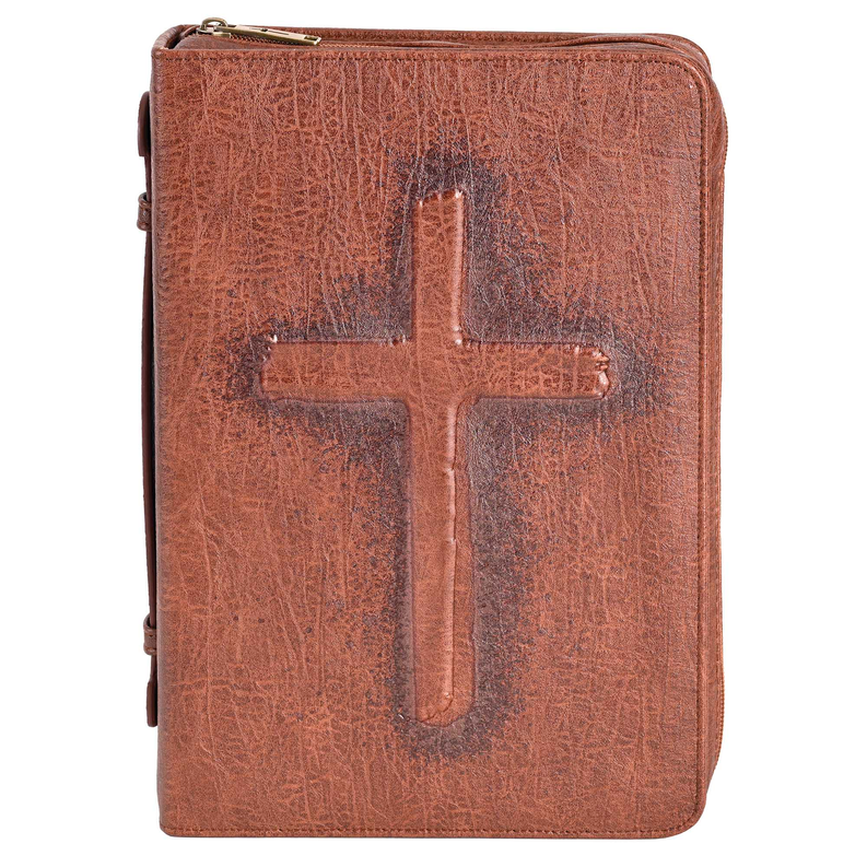 Bible Cover Vintage Cross Brown XL Dicksons Inc
