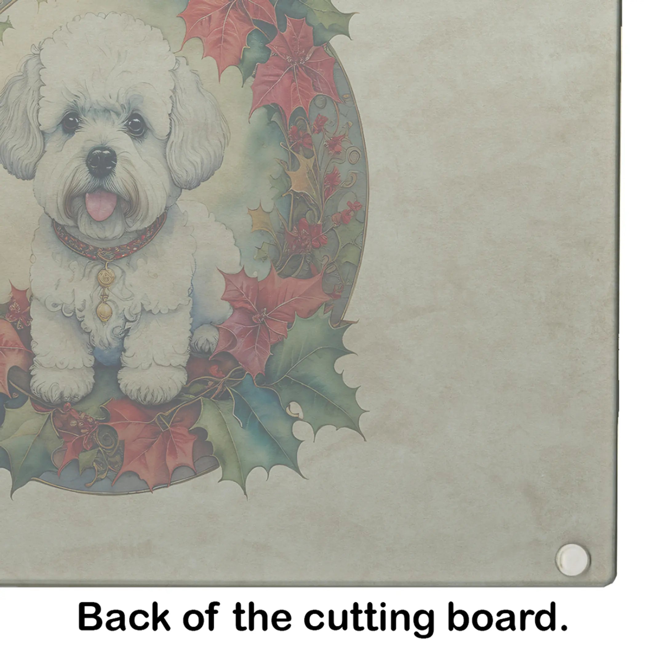 Bichon Frise Christmas Flowers Glass Cutting Board Caroline's Treasures