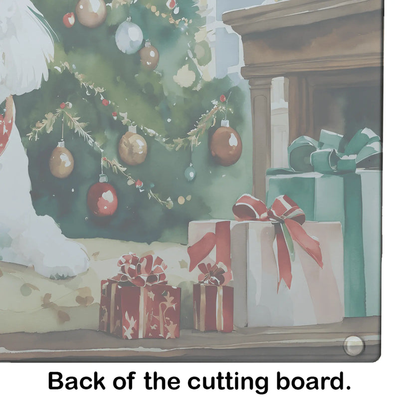 Bichon Frise Cozy Christmas Glass Cutting Board Caroline's Treasures