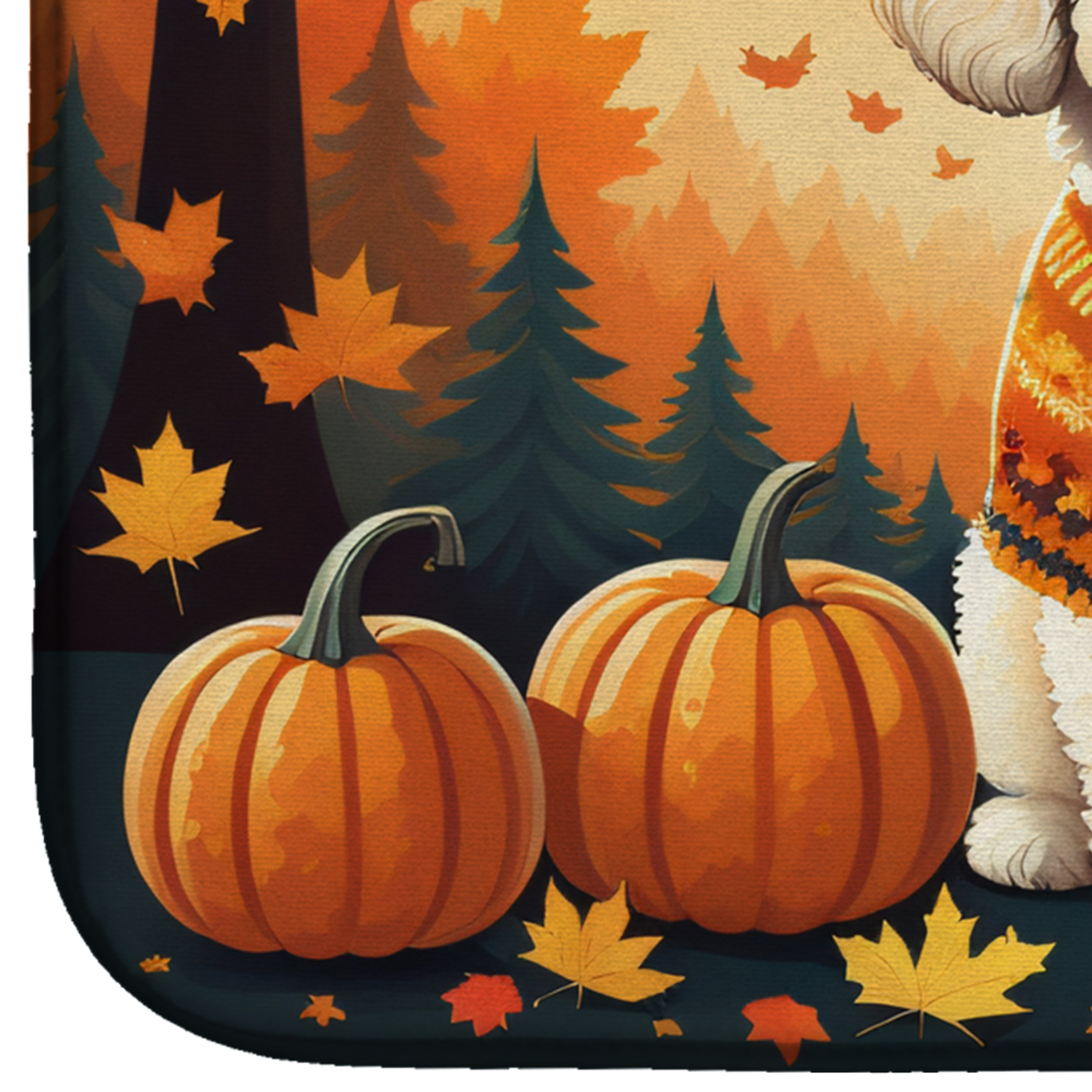 Bichon Frise Fall Dish Drying Mat Caroline's Treasures