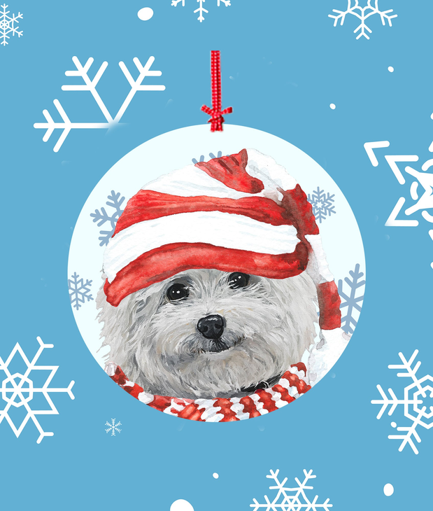 Bichon Frise -   Hippie Hound Studios Christmas Tree Ornament Best of Breed