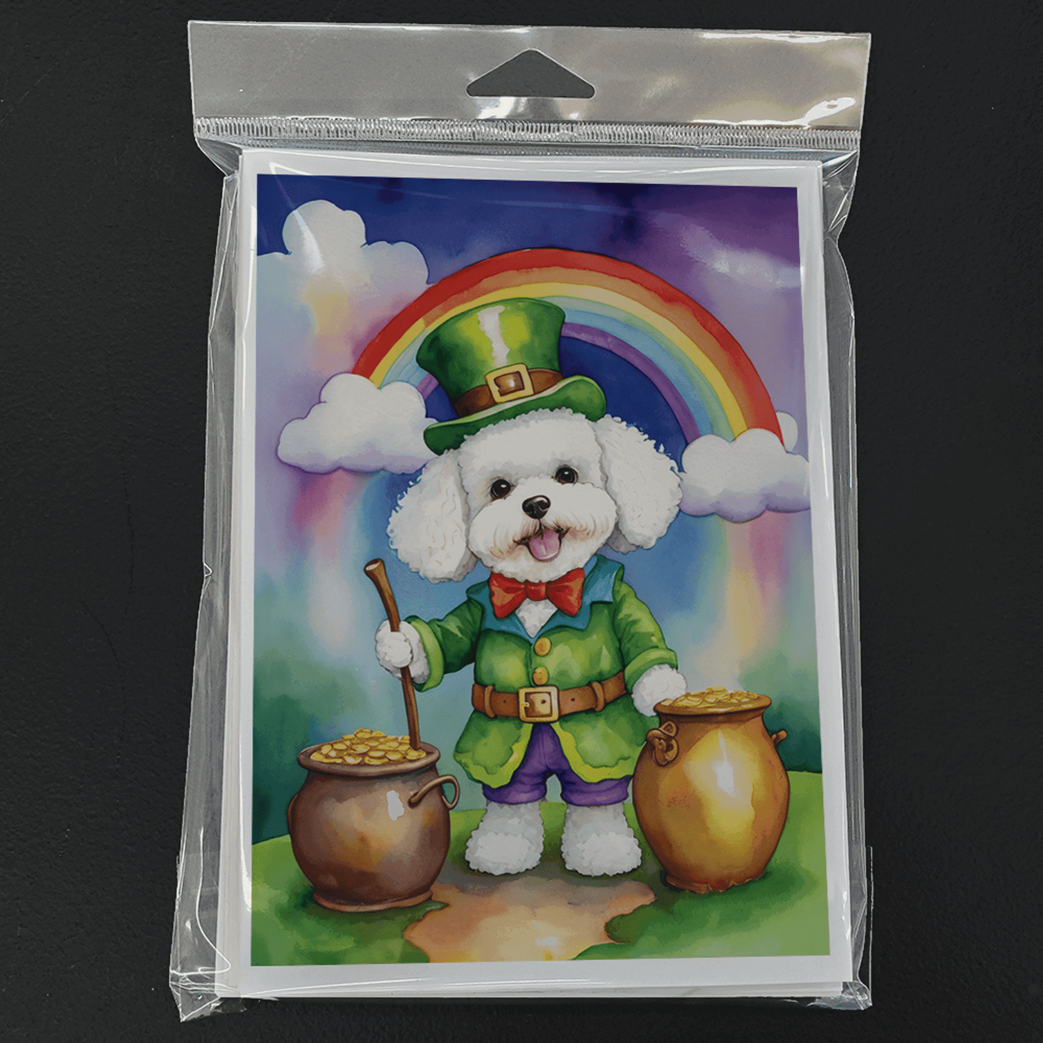 Bichon Frise St Patrick's Day Greeting Cards Pack of 8 Caroline's Treasures