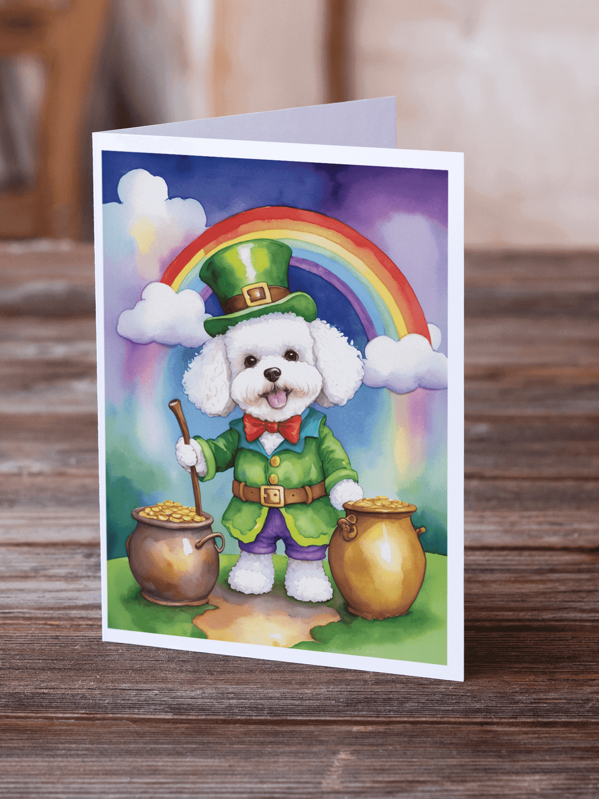 Bichon Frise St Patrick's Day Greeting Cards Pack of 8 Caroline's Treasures