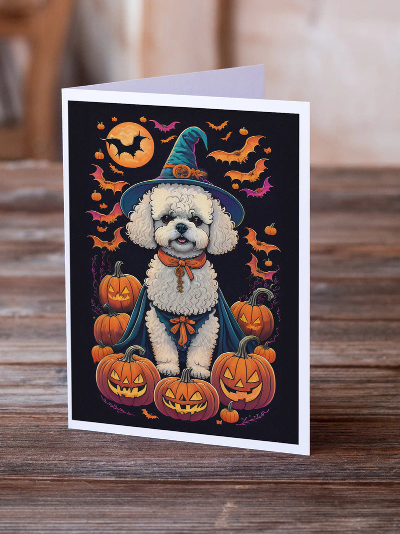 Bichon Frise Witchy Halloween Greeting Cards Pack of 8 Caroline's Treasures