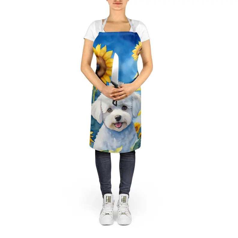 Bichon Frise in Sunflowers Apron Caroline's Treasures