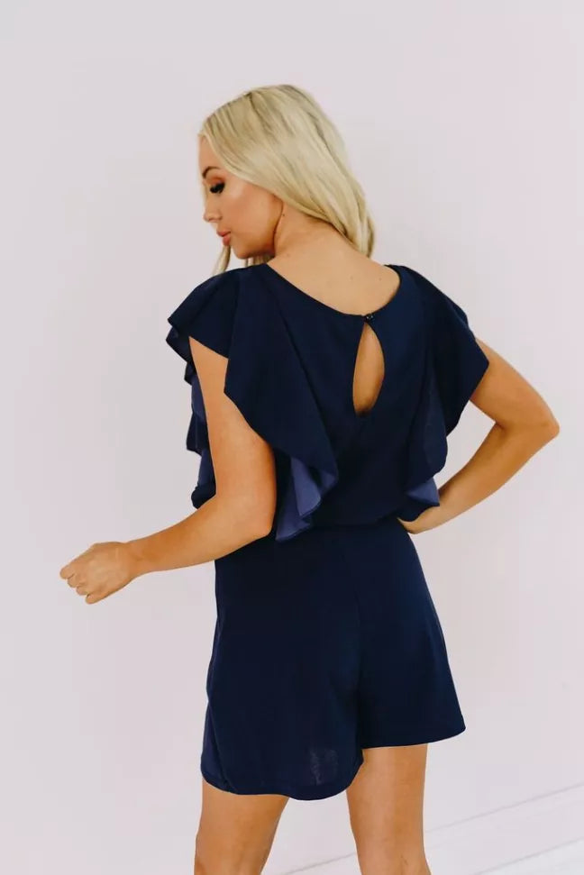 Big City Ruffle Sleeve Romper Stay Warm in Style