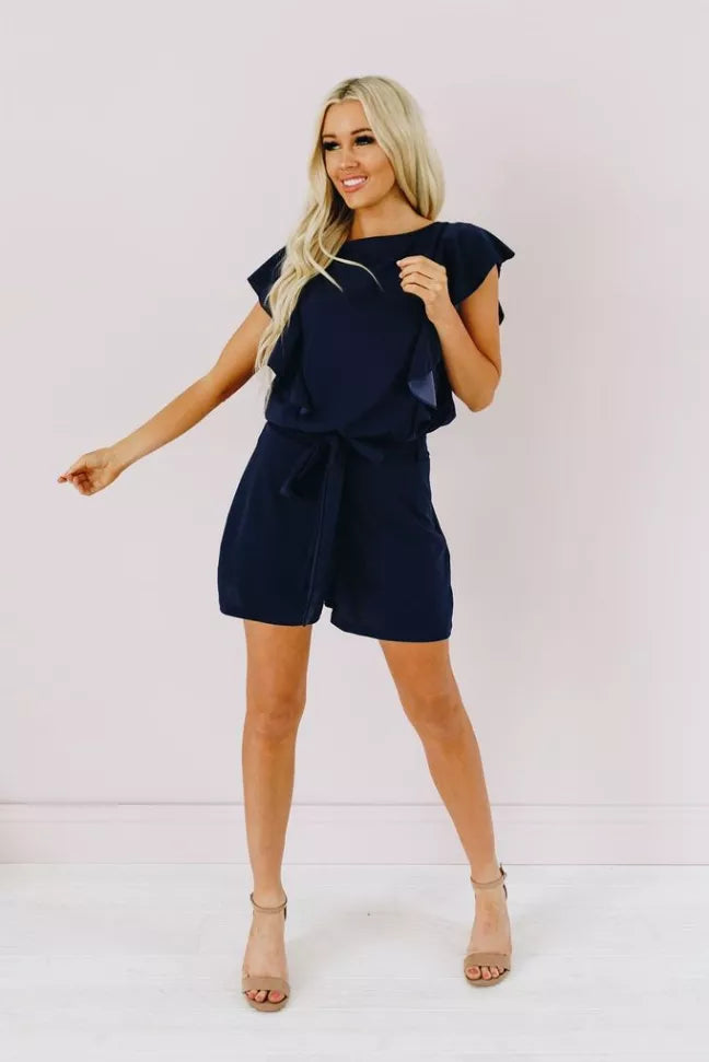 Big City Ruffle Sleeve Romper Stay Warm in Style