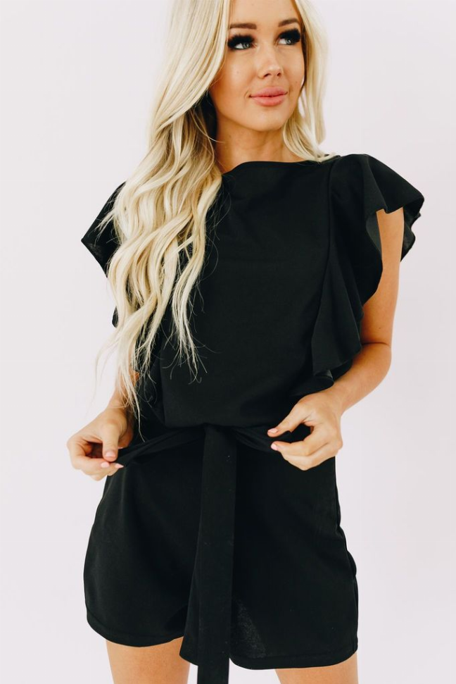 Big City Ruffle Sleeve Romper Stay Warm in Style