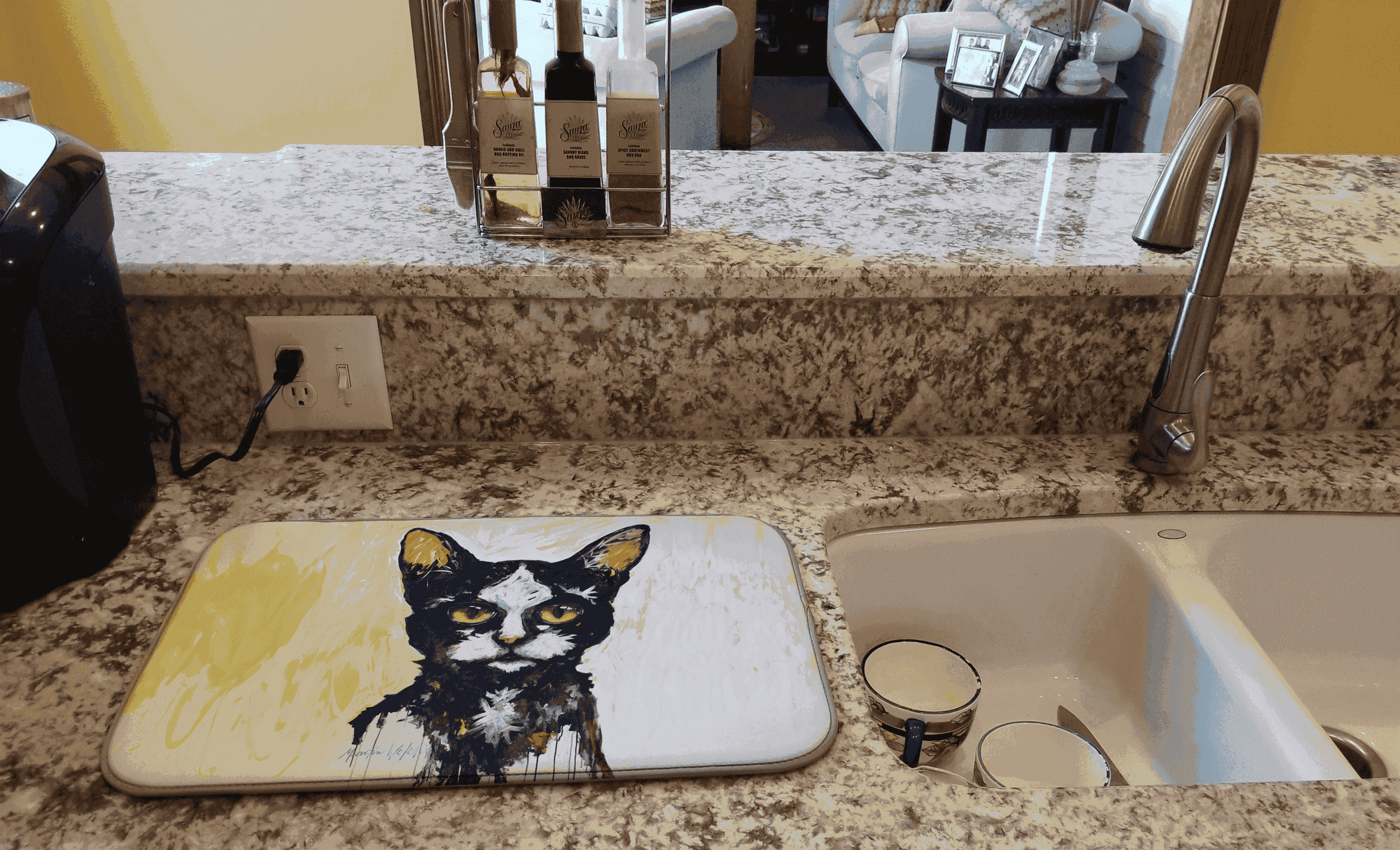 Big Kitty Cat Dish Drying Mat Caroline's Treasures