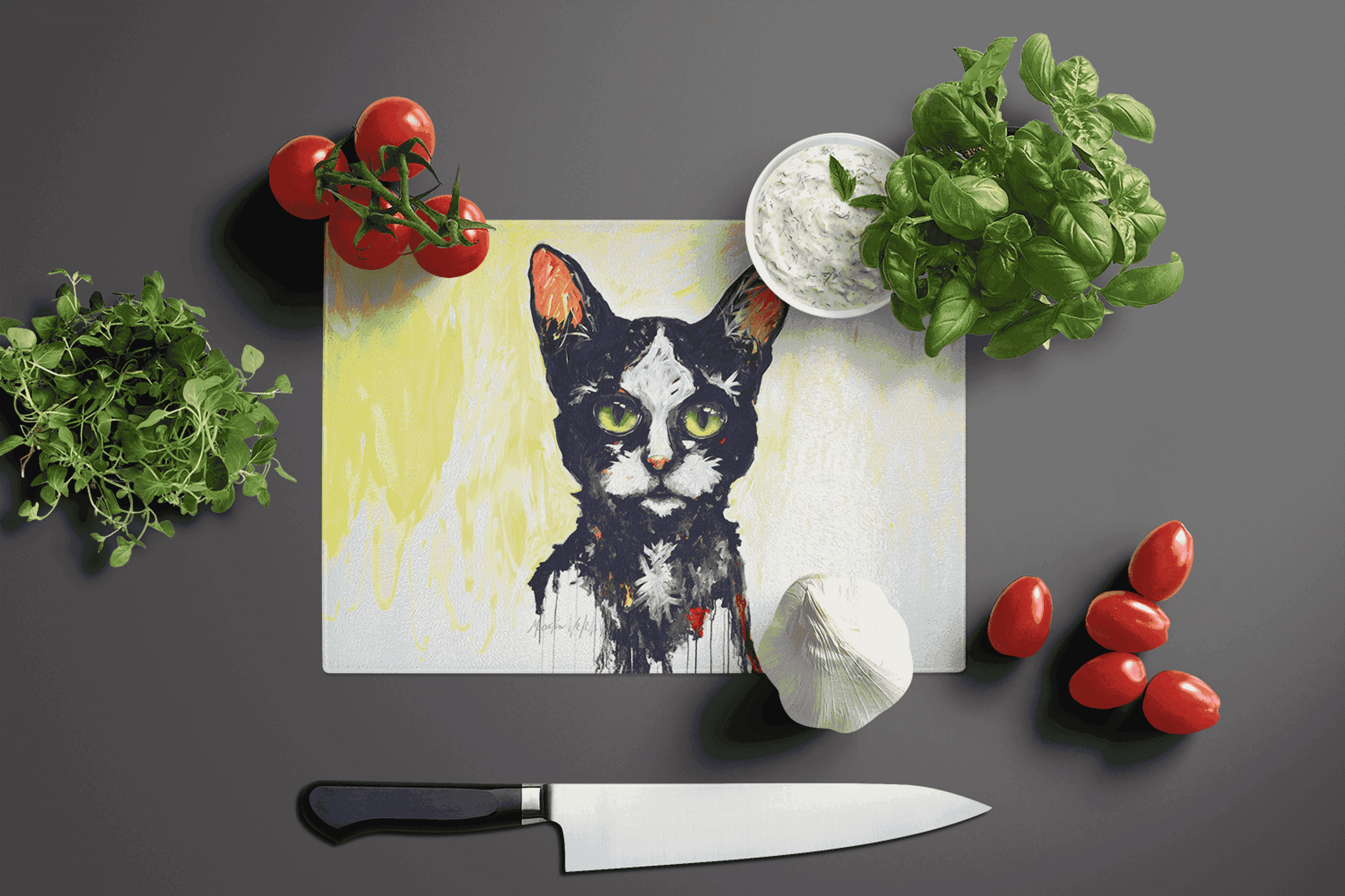 Big Kitty Cat Glass Cutting Board Caroline's Treasures