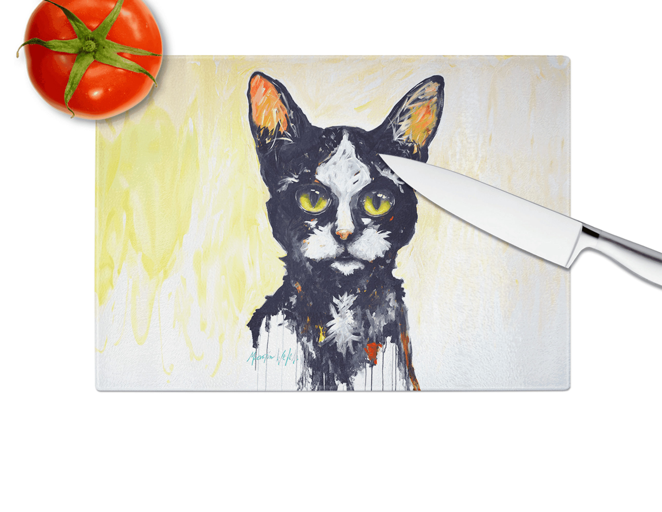 Big Kitty Cat Glass Cutting Board Caroline's Treasures