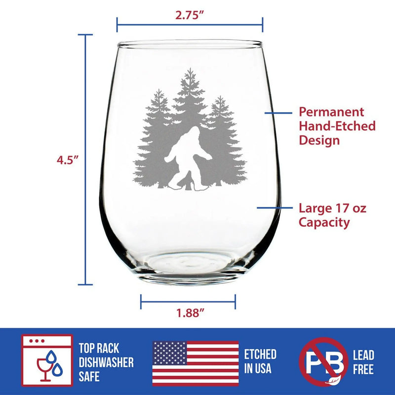 Bigfoot Stemless Wine Glass - Sasquatch Gifts and Decor Bevvee