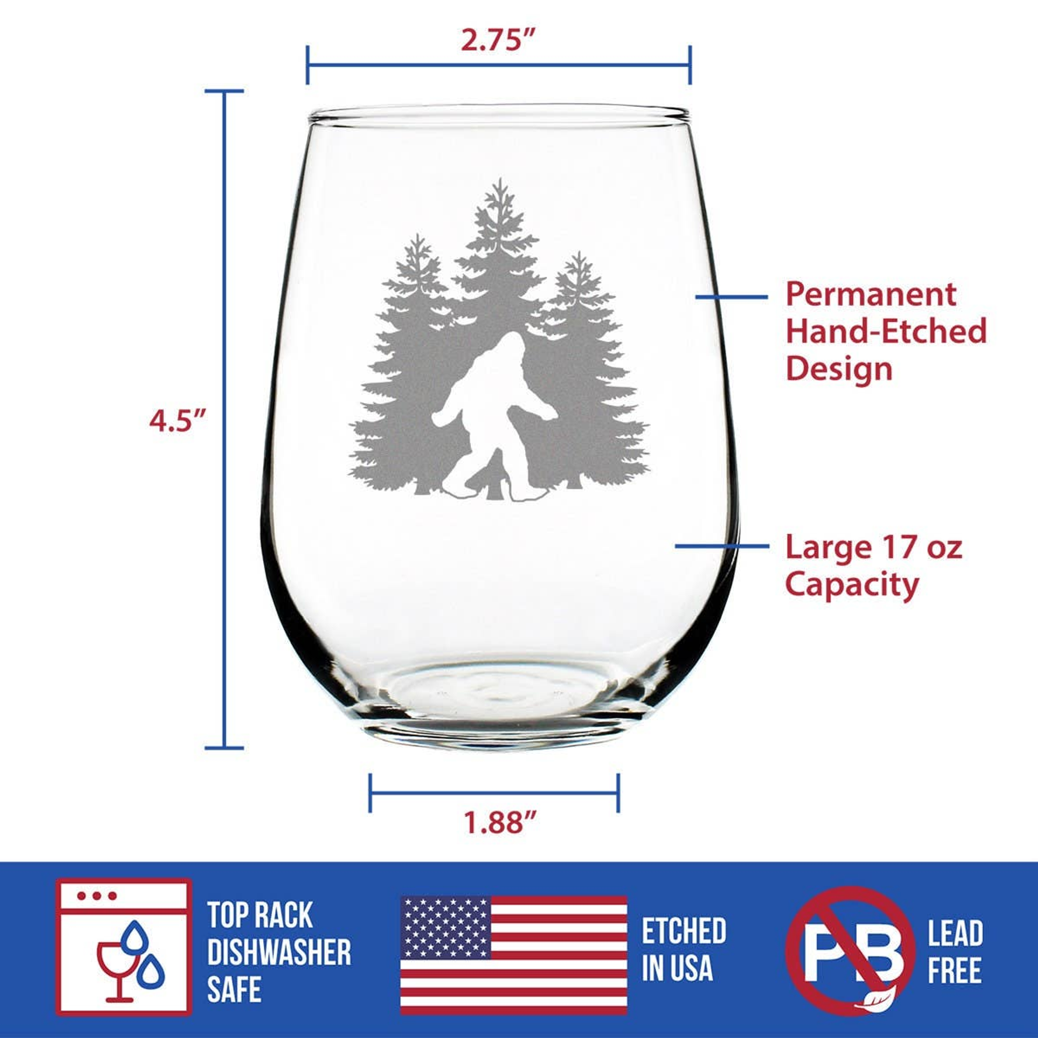 Bigfoot Stemless Wine Glass - Sasquatch Gifts and Decor Bevvee