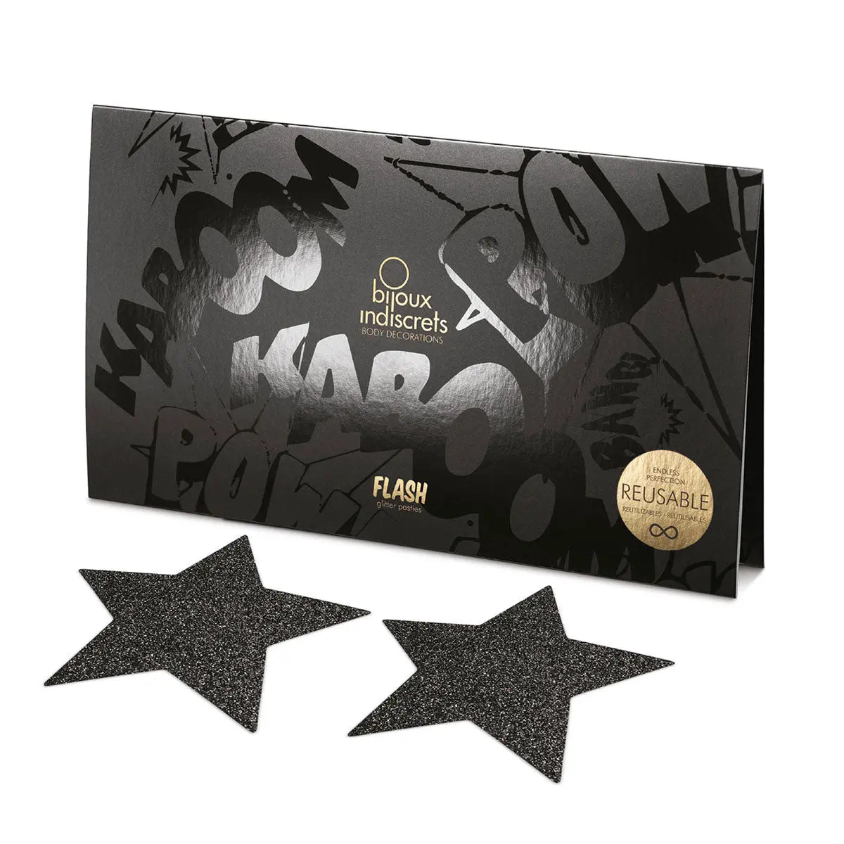 Bijoux Indiscrets Flash Pasties - Black Stars Bijoux Indiscrets