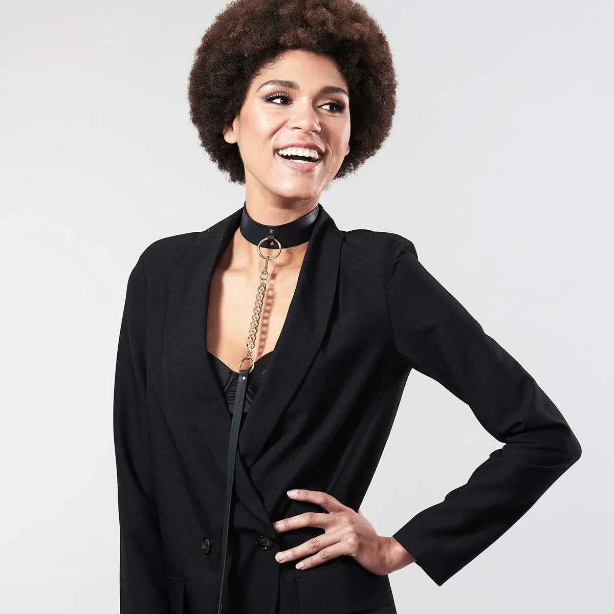 Bijoux Indiscrets Maze Choker with Leash - Black Bijoux Indiscrets