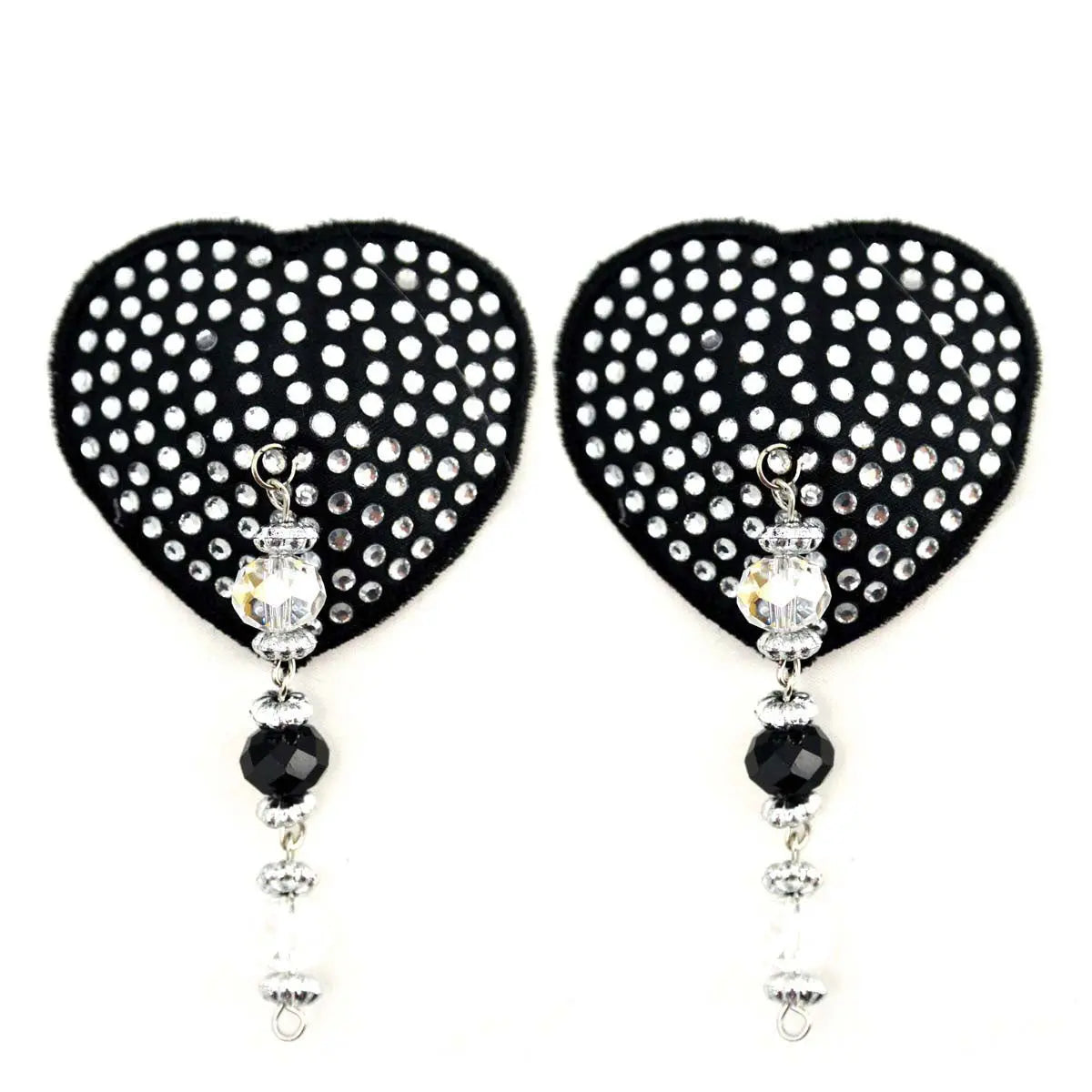 Bijoux de Nip Heart Black Crystal Pasties w/ Beads Bijoux de Nip
