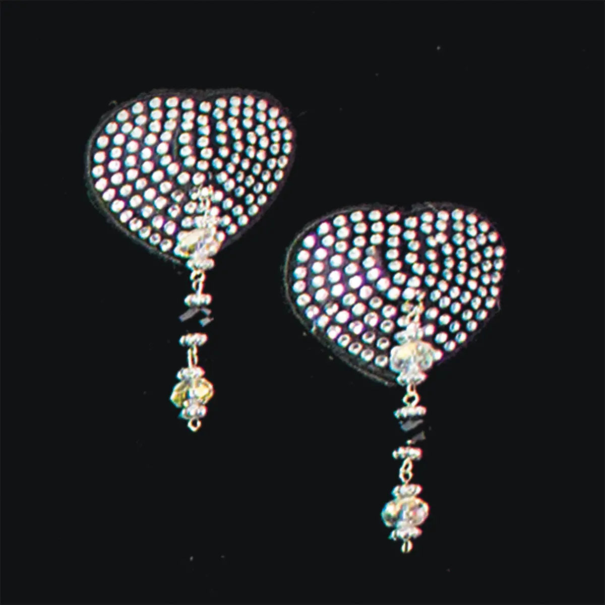Bijoux de Nip Heart Black Crystal Pasties w/ Beads Bijoux de Nip