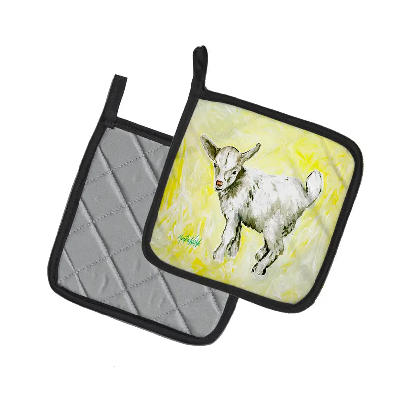 Billy The Kid Goat Pair of Pot Holders Caroline's Treasures