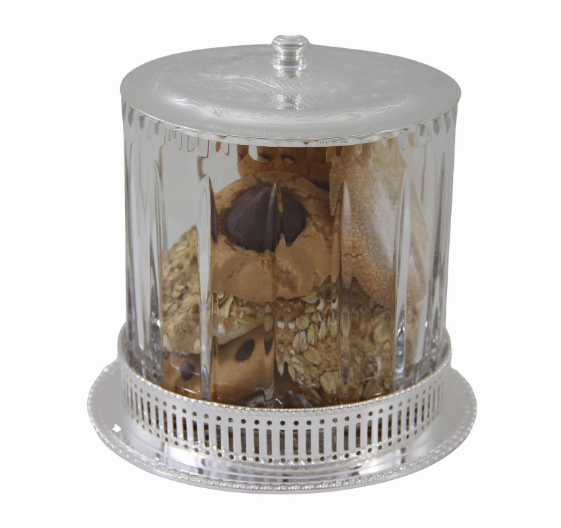 Biscuit Box Bar Pierced Crystal/Silver Plate Corbell Silver
