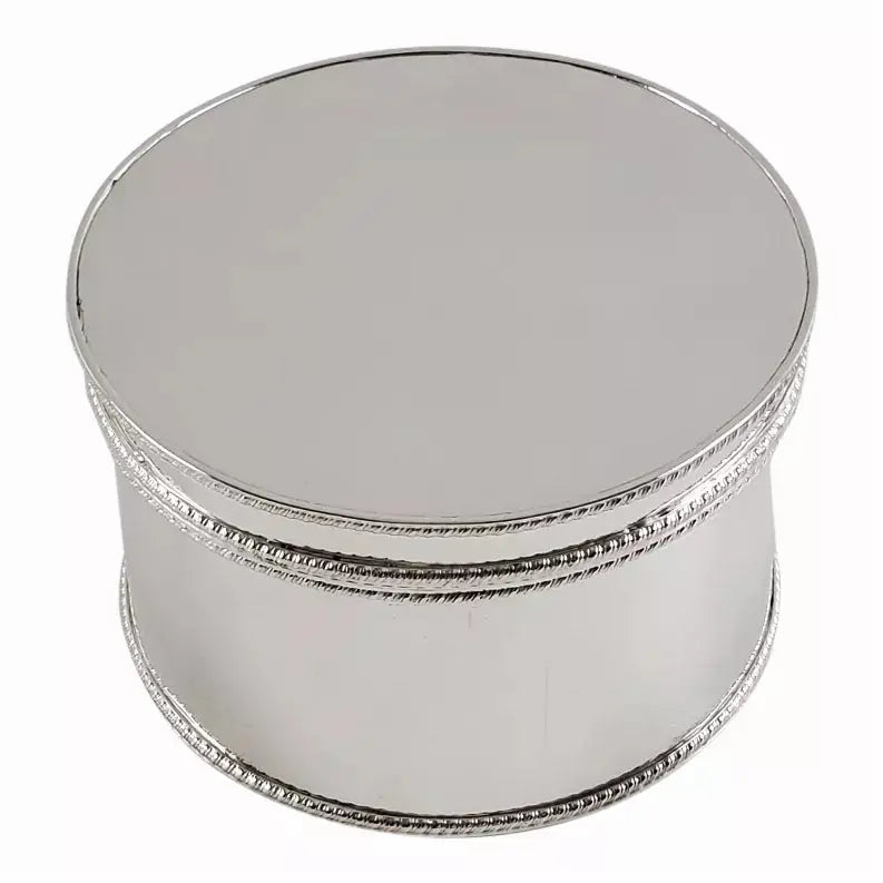 Biscuit Box Hinged Round Gadroon 6.25" x 4" Corbell Silver