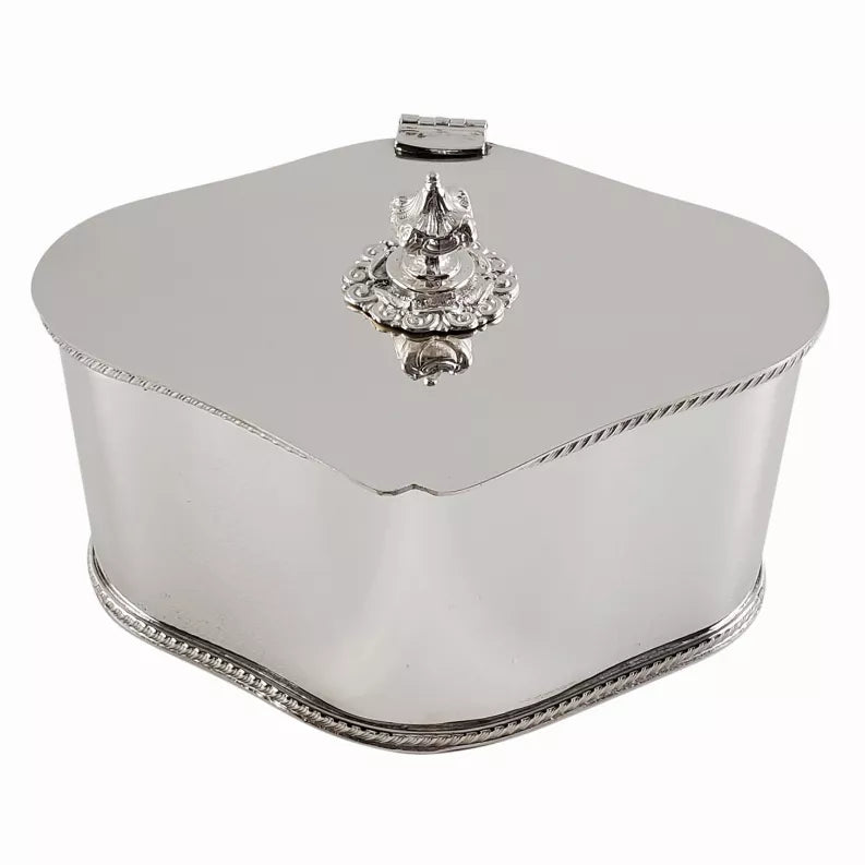 Biscuit Box Hinged Shaped Oval Gadroon 7.25" x 5.75" x  4.5" Corbell Silver