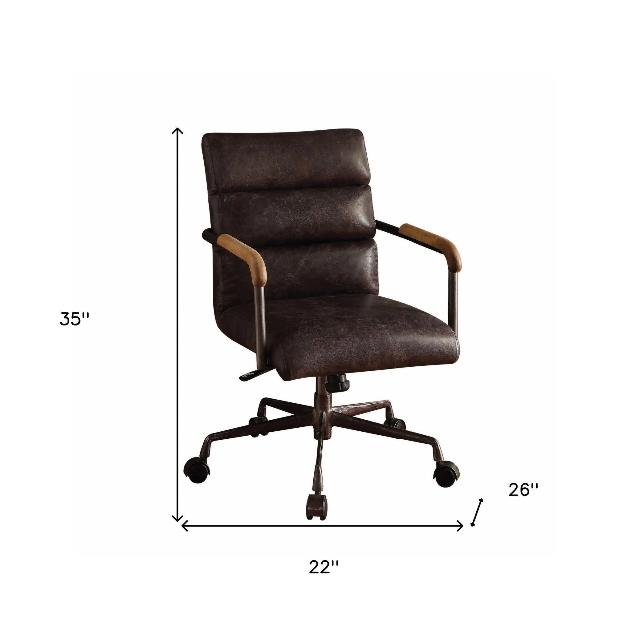 Black Adjustable Swivel Faux Leather Rolling Office Chair - GreatEagleInc